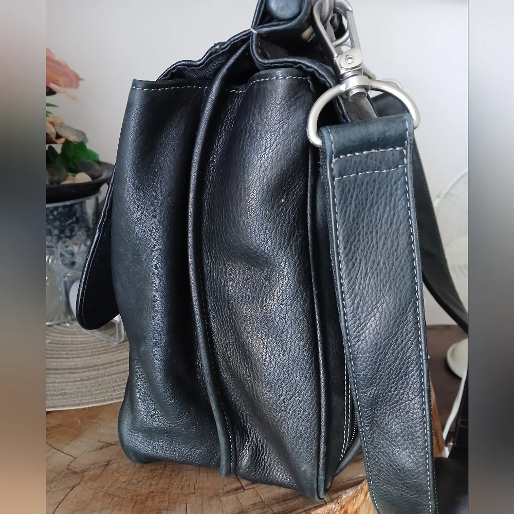 Business EL PORTAL Black Leather MESSENGER Office Work BRIEFCASE ATTACHE BAG